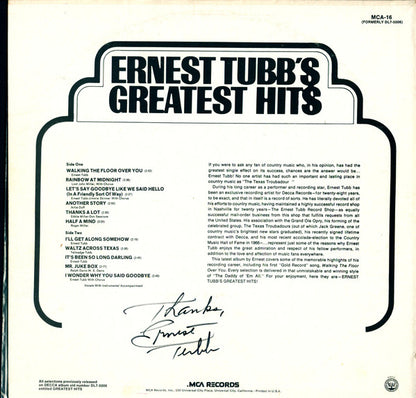 Ernest Tubb's Greatest Hits - secondary