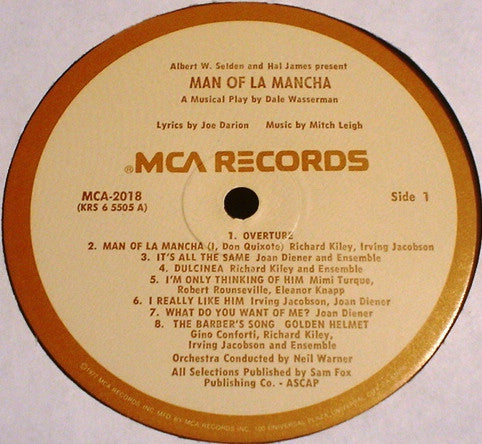 "Man Of La Mancha" Original Broadway Cast, Richard Kiley, Joan Diener, Irving Jacobson, Robert Rounseville, Ray Middleton - Man Of La Mancha