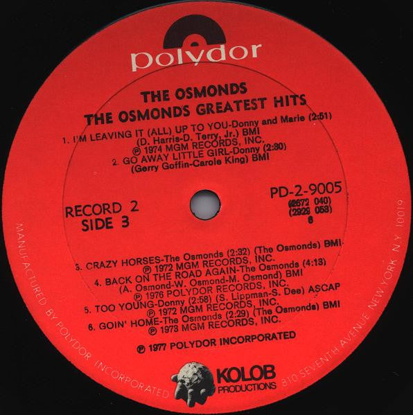 The Osmonds Greatest Hits - secondary