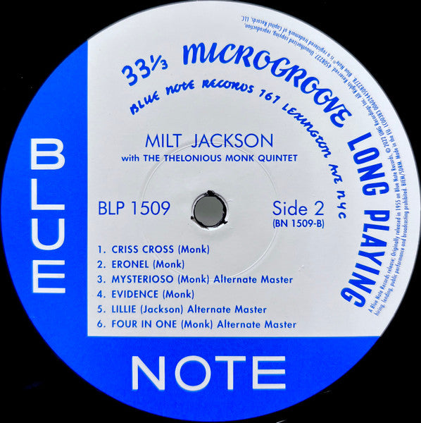 Milt Jackson With John Lewis, Percy Heath, Kenny Clarke, Lou Donaldson And The Thelonious Monk Quintet - secondary