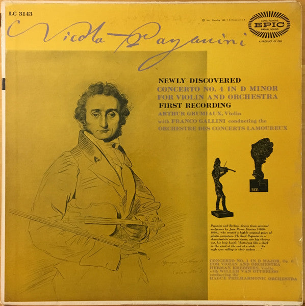 Niccolò Paganini, Arthur Grumiaux, Franco Gallini, Orchestre Des Concerts Lamoureux - Concerto No. 4 In D Minor / Concerto No. 1 In D Major