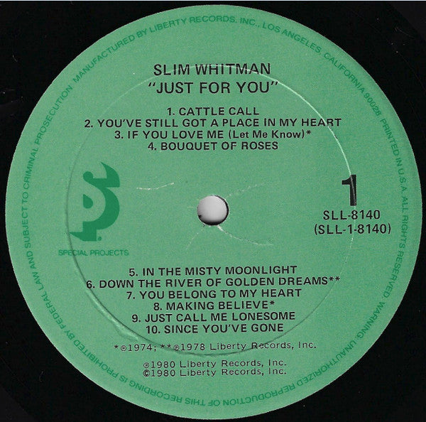 Slim Whitman - Just For You