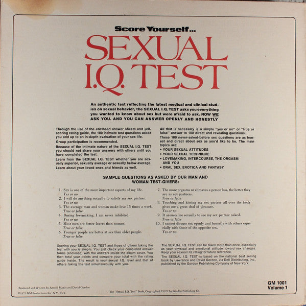 Score Yourself...Sexual I.Q. Test - secondary