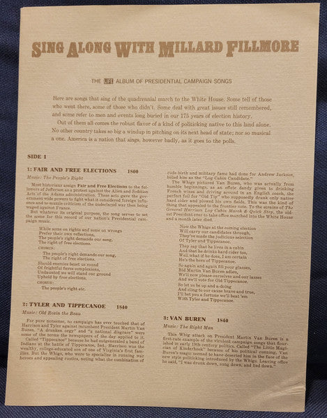 Sing Along With Millard Fillmore (The Life Album Of Presidential Campaign Songs) - secondary