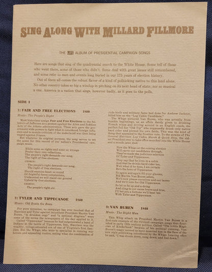 Sing Along With Millard Fillmore (The Life Album Of Presidential Campaign Songs) - secondary