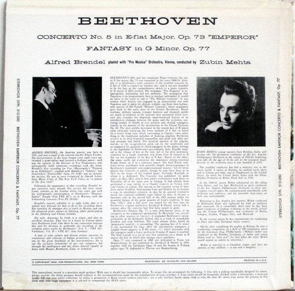 Ludwig van Beethoven, Alfred Brendel, Zubin Mehta - Alfred Brendel Plays Beethoven