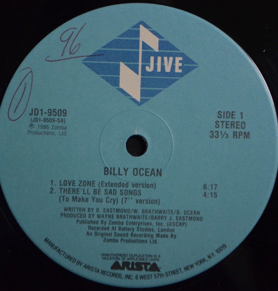 12": Billy Ocean - Love Zone - Extended Version