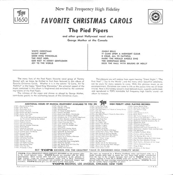 The Pied Pipers, George Mather - Favorite Christmas Carols