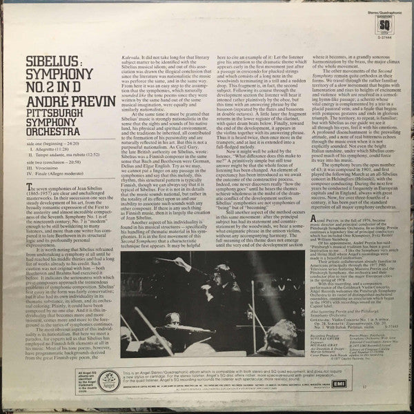 Jean Sibelius, André Previn, The Pittsburgh Symphony Orchestra - Symphony No. 2 in D
