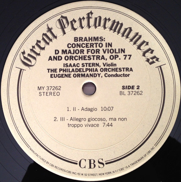 Johannes Brahms, Isaac Stern, Eugene Ormandy, The Philadelphia Orchestra - Violin Concerto