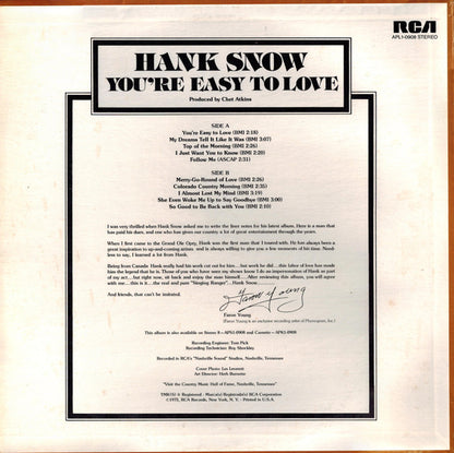 Hank Snow - You're Easy To Love