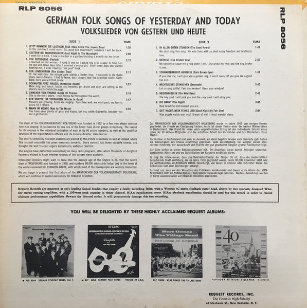 Männerchor der Volkswagenstadt Wolfsburg - German Folk Songs Of Yesterday And Today