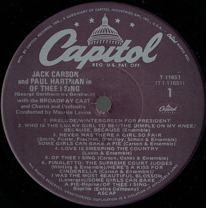 Jack Carson, Paul Hartman, George Gershwin, Ira Gershwin - Of Thee I Sing