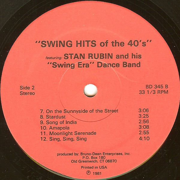Stan Rubin And His Swing Era Dance Band - Swing Hits Of The 40s