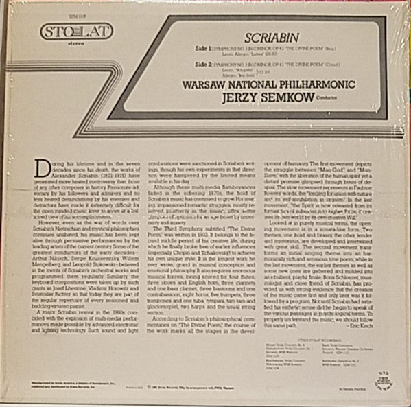 Jerzy Semkow, Orkiestra Symfoniczna Filharmonii Narodowej, Alexander Scriabine - Symphony No. 3 "The Divine Poem"