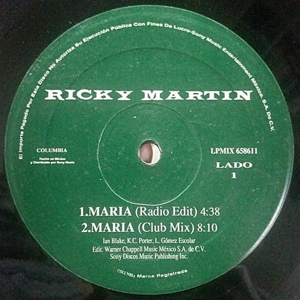 12" Single: Ricky Martin - Maria (Remixes)
