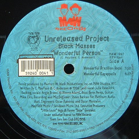 12" Single: Unreleased Project - Wonderful Person / Sax You