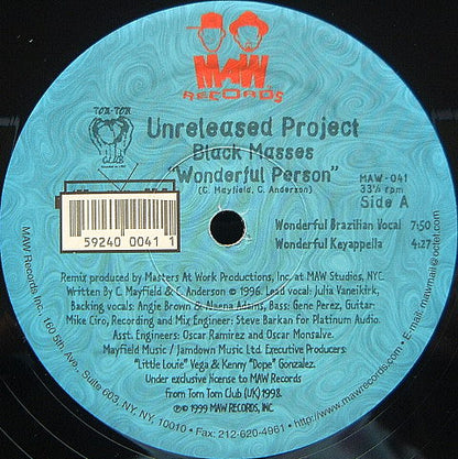 12" Single: Unreleased Project - Wonderful Person / Sax You