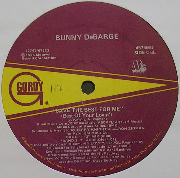 12" Single: Bunny DeBarge - Save The Best For Me (Best Of Your Lovin')