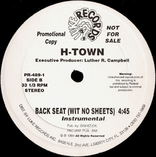 12": H-Town - Back Seat (Wit No Sheets)