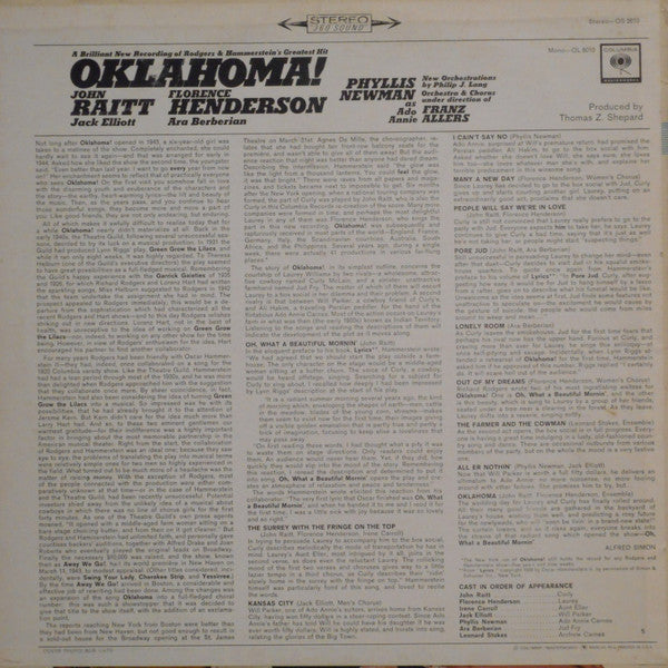 John Raitt, Florence Henderson, Jack Elliott (5), Ara Berberian, Phyllis Newman, Franz Allers - Oklahoma!