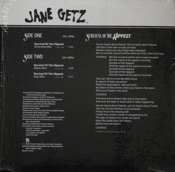 12": Jane Getz - Survival Of The Hippest