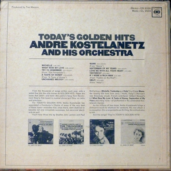 André Kostelanetz And His Orchestra - Today's Golden Hits