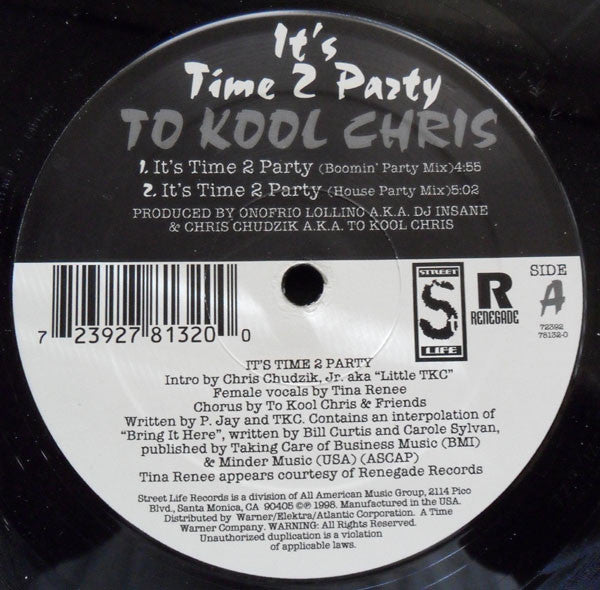 12": To Kool Chris - It's Time 2 Party