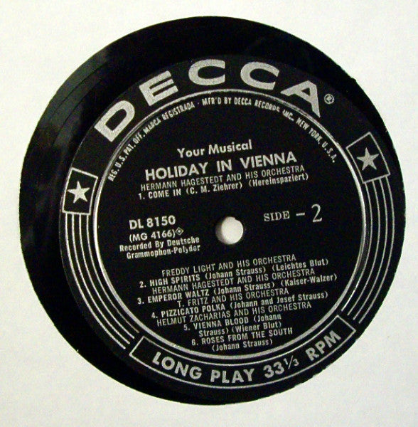 Helmut Zacharias, Hermann Hagestedt, Max Schönherr, Freddy Light, T. Fritz - Your Musical Holiday in Vienna