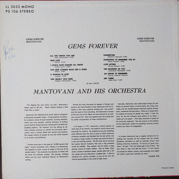 Mantovani And His Orchestra - Gems Forever...