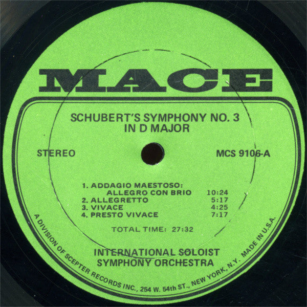 Franz Schubert, Wolfgang Amadeus Mozart, International Soloist Symphony Orchestra - Symphony No. 3 In D Major / Serenade No. 9 In D Major