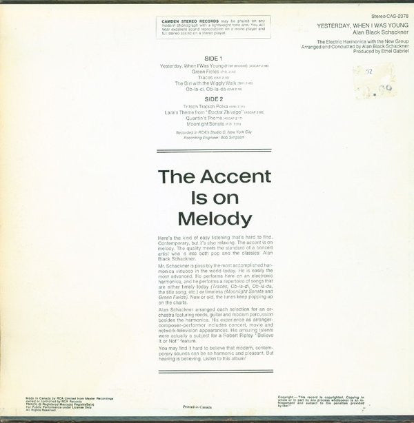 Alan Black Schackner, New Group - Yesterday, When I Was Young: The Electronic Harmonica