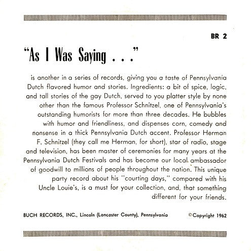 7": Professor (Herman F.) Schnitzel - As I Was Saying...