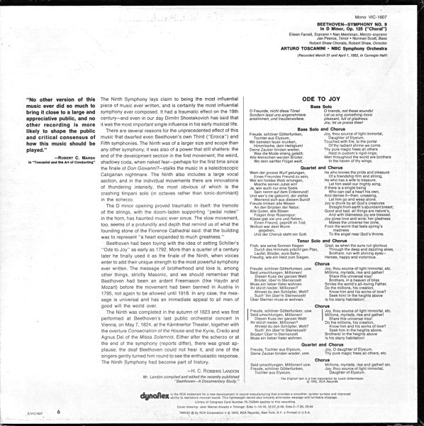 Arturo Toscanini, Eileen Farrell, Nan Merriman, Jan Peerce, Norman Scott, The Robert Shaw Chorale, NBC Symphony Orchestra, Ludwig van Beethoven - Ninth Symphony