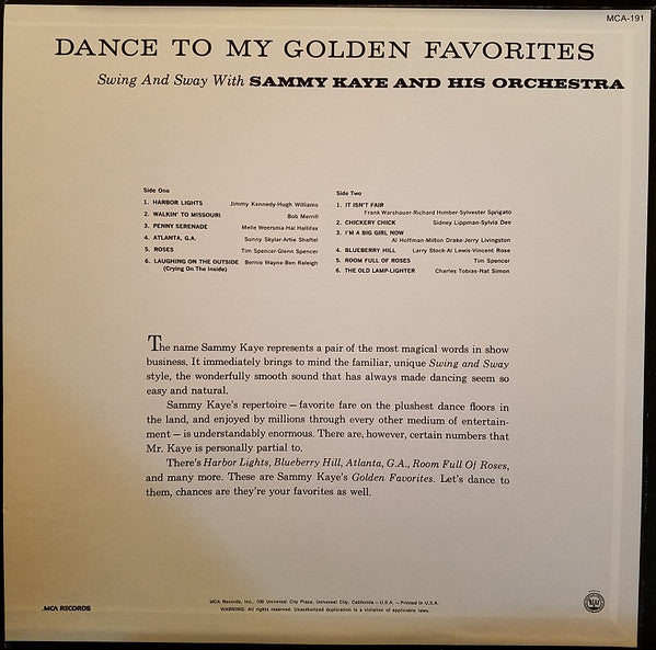 Sammy Kaye And His Orchestra - Dance To My Golden Favorites