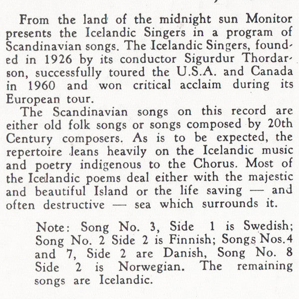 Karlakór Reykjavíkur, Sigurður Þórðarson - Songs From Scandinavia