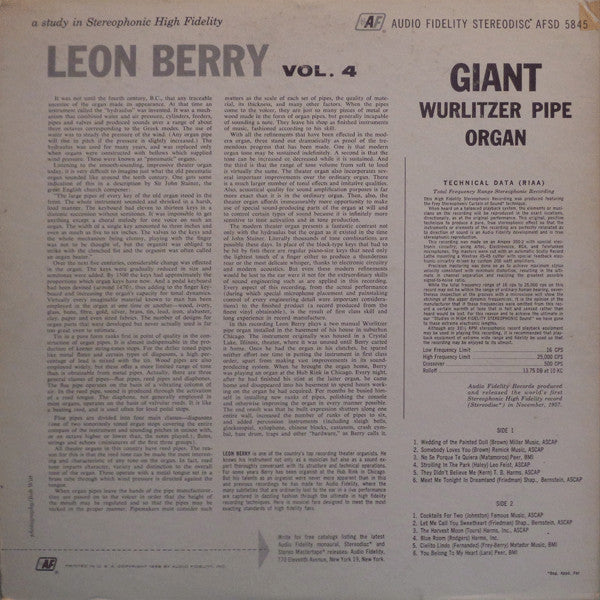 Leon Berry - Giant Wurlitzer Pipe Organ Vol. 4