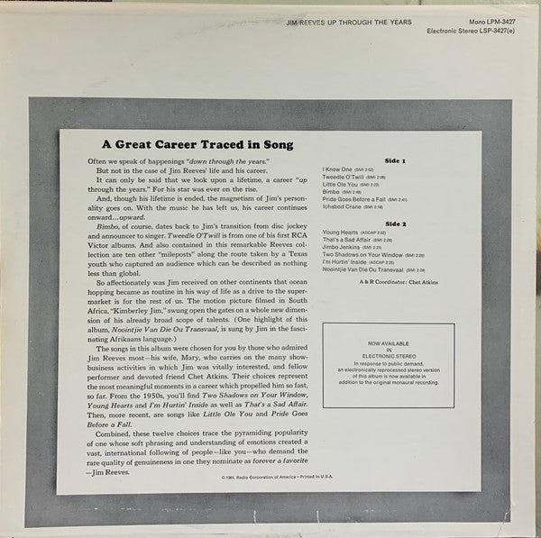 Jim Reeves - Up Through The Years