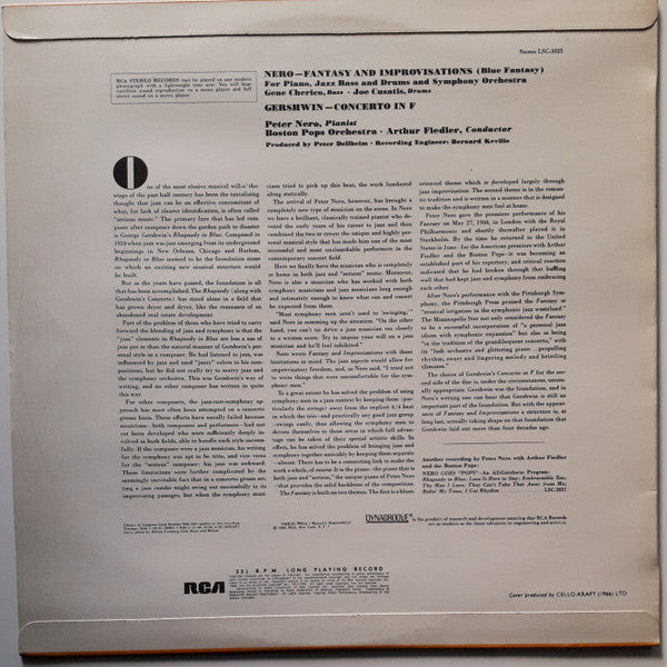 Peter Nero, The Boston Pops Orchestra, Arthur Fiedler, Peter Nero, George Gershwin - Fantasy And Improvisations (First Recording) / Concerto In F