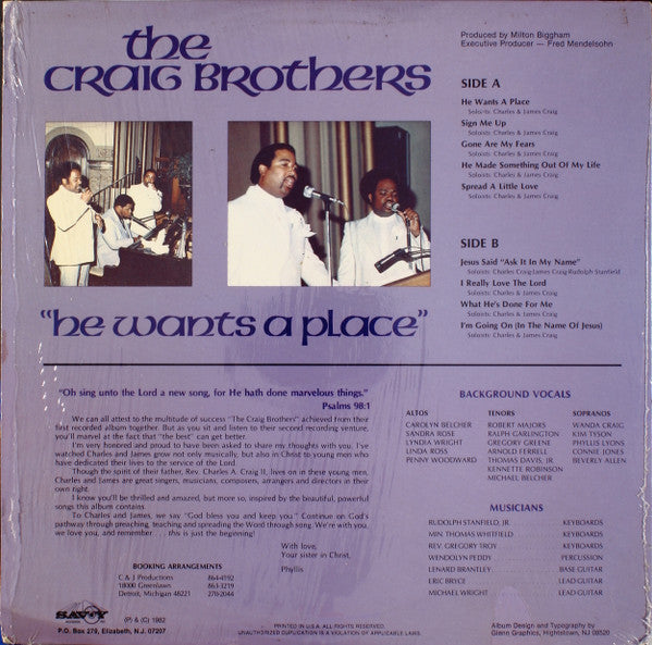 The Craig Brothers - He Wants A Place