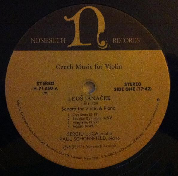 Sergiu Luca, Paul Schoenfield - Czech Music For Violin