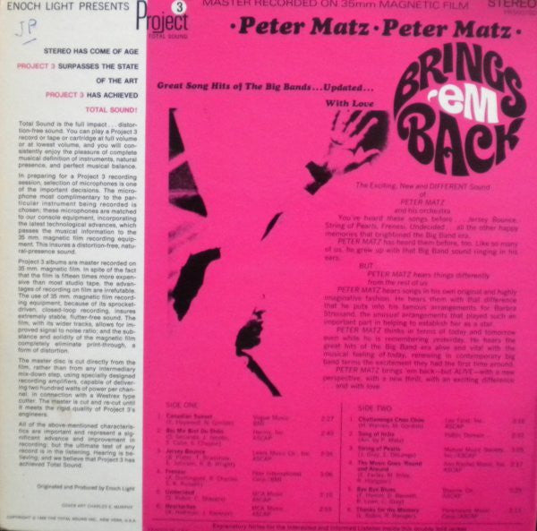 Peter Matz Orchestra - Brings 'Em Back (Great Song Hits Of The Big Bands ... Updated ... With Love)