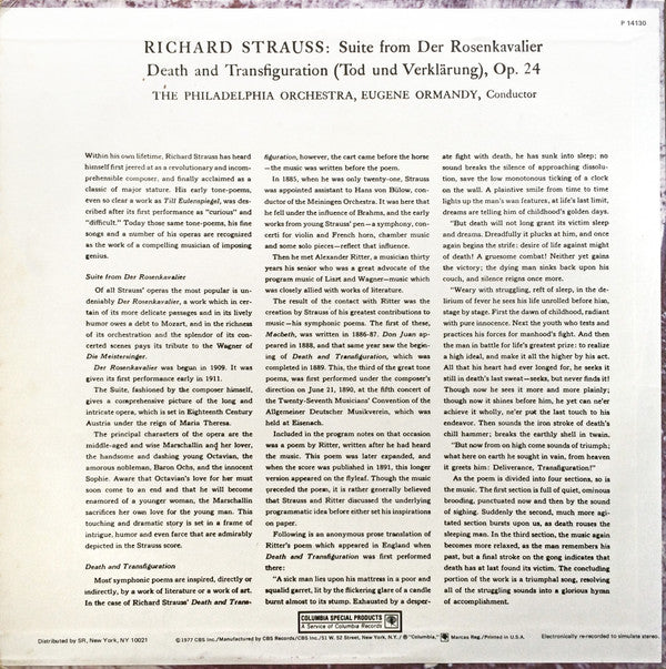 Richard Strauss, The Philadelphia Orchestra, Eugene Ormandy - Rosenkavalier Suite • Death And Transfiguration