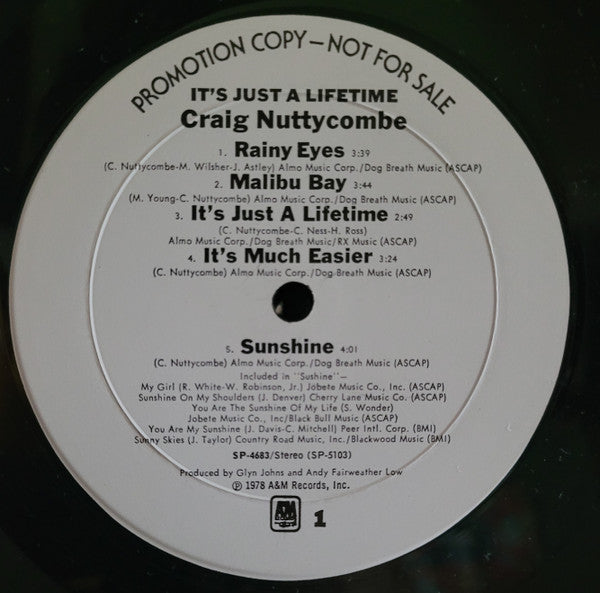 Craig Nuttycombe - It's Just A Lifetime