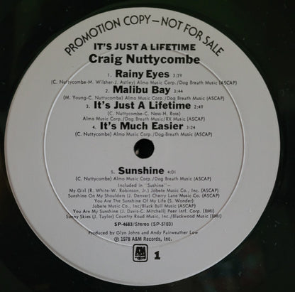 Craig Nuttycombe - It's Just A Lifetime