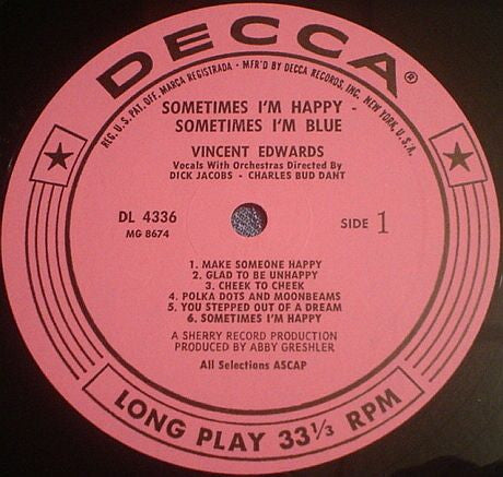 Vince Edwards (2) - Sometimes I'm Happy... Sometimes I'm Blue