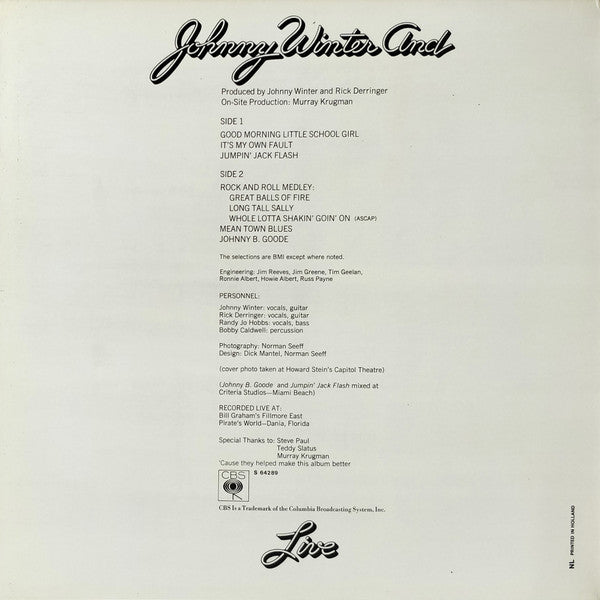 Johnny Winter And - Live Johnny Winter And