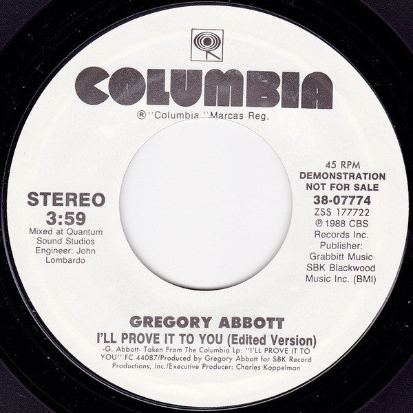 7": Gregory Abbott - I'll Prove It To You