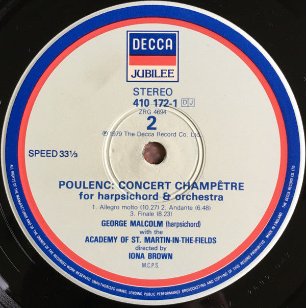Francis Poulenc, George Malcolm, The Academy Of St. Martin-in-the-Fields, Iona Brown - Organ Concerto ∙ Concert Champêtre
