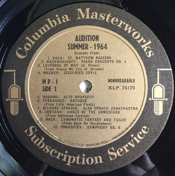 Various - Audition Summer 1964 - The Quarterly Sound Magazine Of The Columbia Masterworks Subscription Service